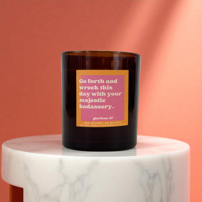 "Majestic Badassery" Funny Candle