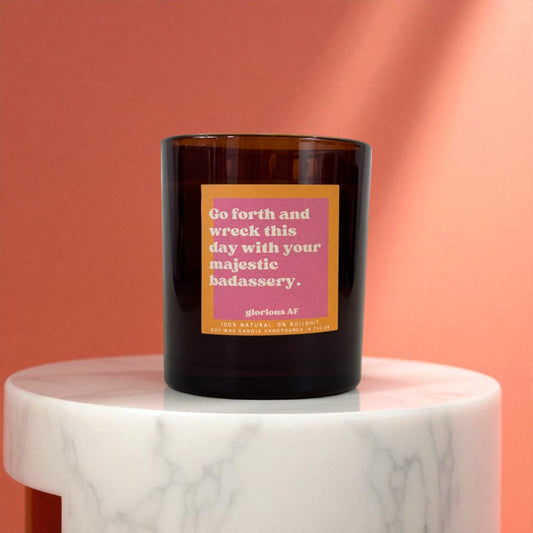 "Majestic Badassery" Funny Candle