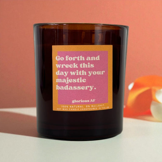 "Majestic Badassery" Funny Candle